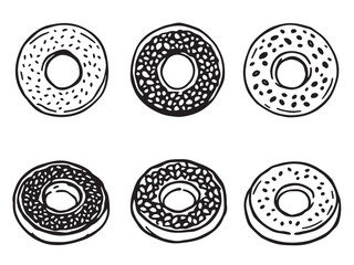 Hand drawn bagel vector in minimal style