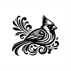 Obraz premium Vector art of ornate cardinal bird illustration