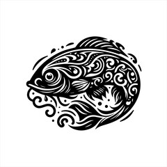 Vector art of an ornate fish illustration