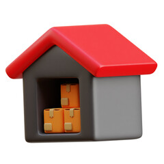 red and yellow 3d Package Warehouse Illustration