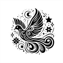 Naklejka premium Vector art of a decorative dove in flight