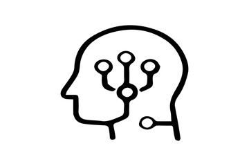 The image shows a simple, outline drawing of a human head in profile, facing left.