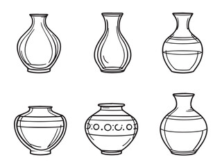 Elegant Vase Line Art Vector
