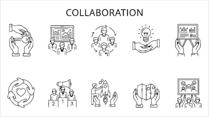 Business collaboration icons with people and ideas