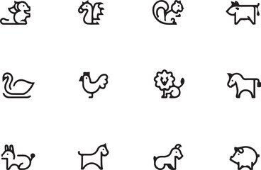 Obraz premium Animal icons collection illustration