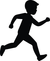 Boy Running Energetically silhouette vector art illustration