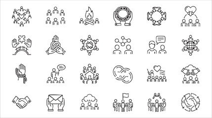 Obraz premium Diverse group collaboration and communication icons