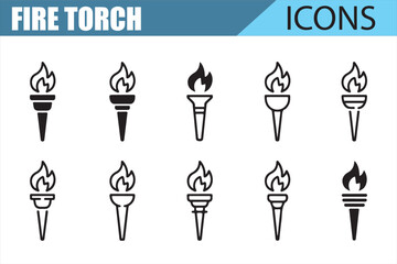Olympic and Cultural Fire Torch Icons for Web Design