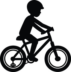 Obraz premium Child Riding Bicycle Outdoors silhouette vector art illustration