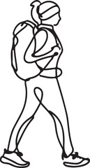 Fototapeta premium Person walking with backpack travel journey