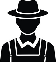 Male Farmer with Tools silhouette vector art illustration