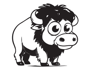 bison simple line drawing vector