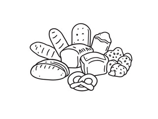 bread outline bakery icon set