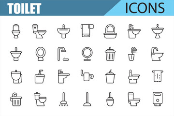 Modern Toilet and Bathroom Icon Collection for UI/UX Design