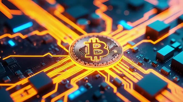 Bitcoin Blockchain Hardware Mining &ndash; Perfect for Fintech Ads, Crypto Mining Explainers, Blockchain Infrastructure Demos, Token Wallet Security Promos & NFT Tech Content