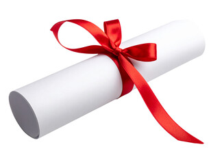 Graduation Scroll Tied with Ribbon, Diagonal Angle, Transparent PNG