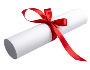 Graduation Scroll Tied with Ribbon, Diagonal Angle, Transparent PNG