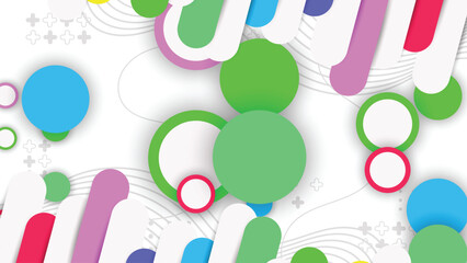 Colorful Abstract Geometric Background with Circles and Rounded Lines