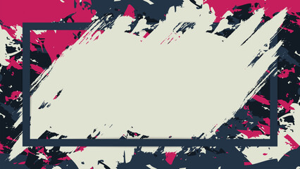 Abstract Grunge Brush Frame Background in Navy and Magenta