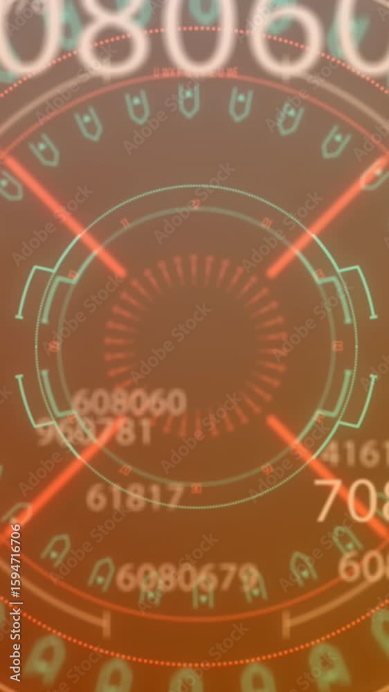 Aufkleber animation of changing numbers, mandala pattern and computer language over abstract background