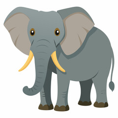 Fototapeta premium Cartoon elephant standing with a friendly expression and gray color 