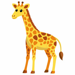 Obraz premium Cartoon giraffe standing with playful expression on white background 