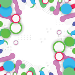 Playful Colorful Geometric Frame Background with Circles and Rounded Lines