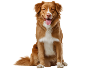  Happy Nova Scotia Duck Tolling Retriever Sitting Upright Tongue Out  Front View  Transparent Background