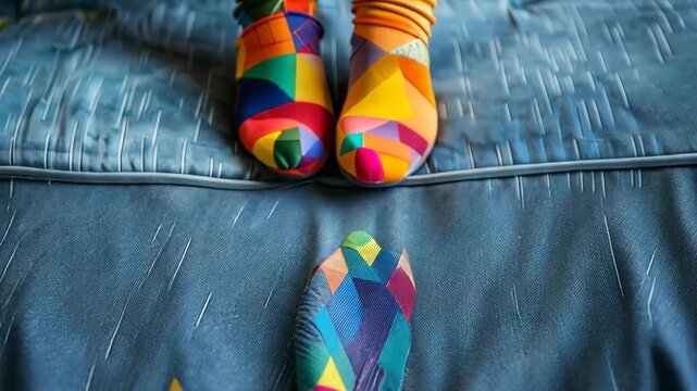 selective focus bold and artistic tights with colorful shapes and patterns