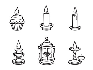 realistic candle sketch vector