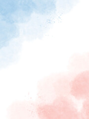 Pastel pink and blue watercolor drawn by hand for grunge design, card templates. dinvitation Abstract watercolor background.