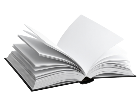 Open Book with Turning Pages, Dynamic Motion Effect, Transparent PNG