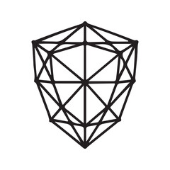 Black geometric polyhedron abstract design shape