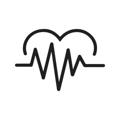 Black heart shape with electrocardiogram line pulse rhythm