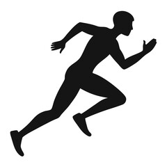 Dynamic silhouette of a sprinter in motion isolated on white background