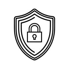 Shield with padlock security icon protection