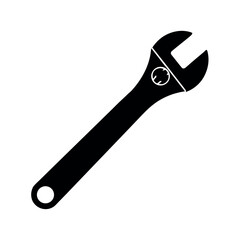 Obraz premium Adjustable spanner wrench with open jaw design Silhouette Vector illustration