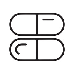 Two black capsule outlines on white pill medical