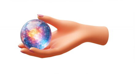 Hand holding crystal ball with colors