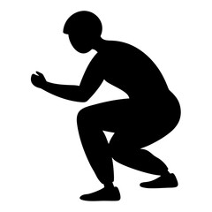 Fitness silhouette of a person performing a squat exercise isolated on white background