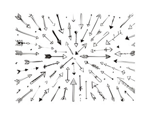 A versatile set of modern arrow vector icons and bold arrow silhouettes, including curved, straight, and directional signs for UI, infographics, and navigation design

