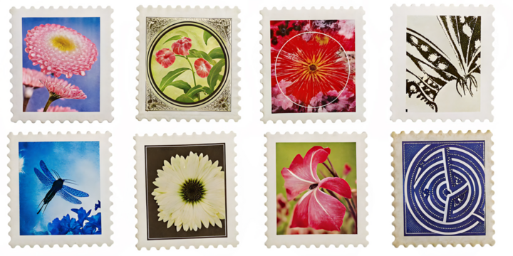 stamps-post-collection-ready-to-use-premium-isolated-on-white-background, png, ai generated.