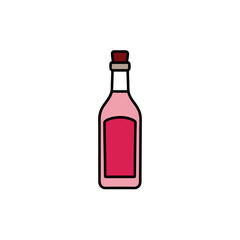 Glass Bottle of Rose Syrup Vector Illustration for Beverage Packaging