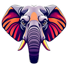 Obraz premium Elephant head logo, multi-colored and attractive, close-up, white background
