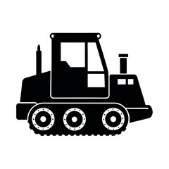Naklejka premium Powerful dozer with large front blade design Silhouette Vector illustration