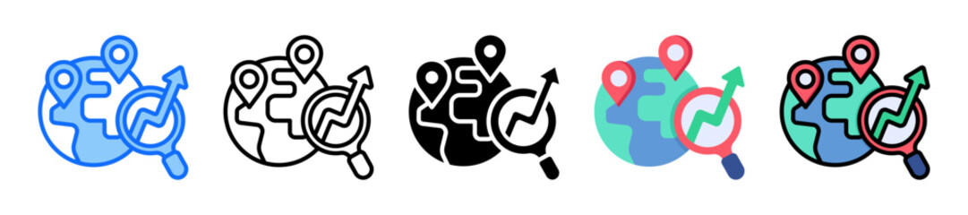 Global Research icon Multi Style Vector Illustration