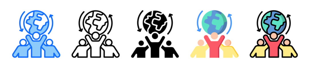 Global Teamwork icon Multi Style Vector Illustration