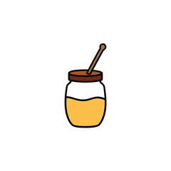 Honey Jar with Wooden Dipper Vector Illustration for Culinary Design