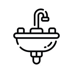 A ready to use outline icon of kitchen sink