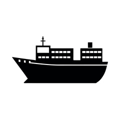 Obraz premium Freight ship silhouette with stacked containers Silhouette Vector illustration